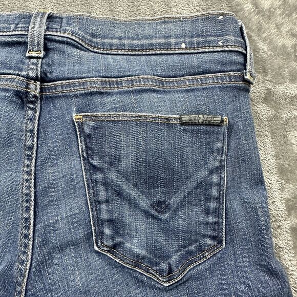 Hudson Jeans Womens 28 Blue Dark Wash Slim Straight Stretch Raw Hem RN 107906‎ - Picture 7 of 13